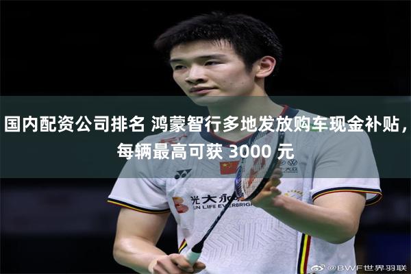 国内配资公司排名 鸿蒙智行多地发放购车现金补贴，每辆最高可获 3000 元